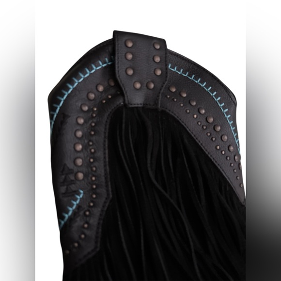New Dingo cowboy boots embroidered studded tassel cowgirl black, sz 7.5 women’s - Picture 11 of 14
